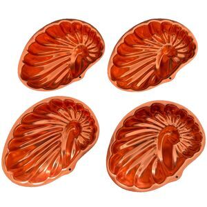 Vintage Lot of 4, Cooper Tone Shell/Conch Hanging Cake/Jello Mold, Unused